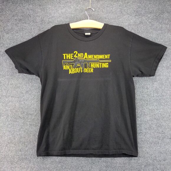 Hot Leathers Biker 2nd Amendment 2A Aint About Hunting Deer T Shirt Size L Black - Picture 2 of 11